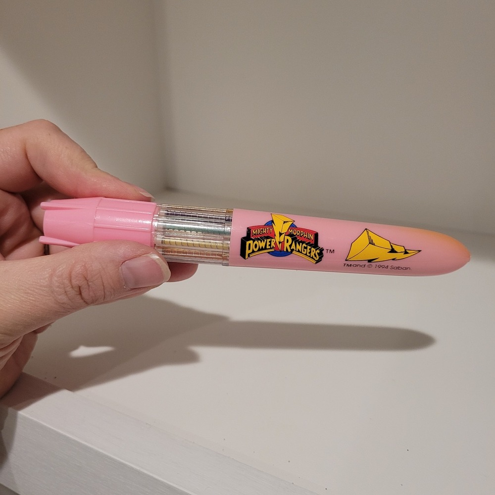 Vintage Power Rangers Pink Pen 6";‎  ~3/4"diameter 1994 *For Decoration Only*